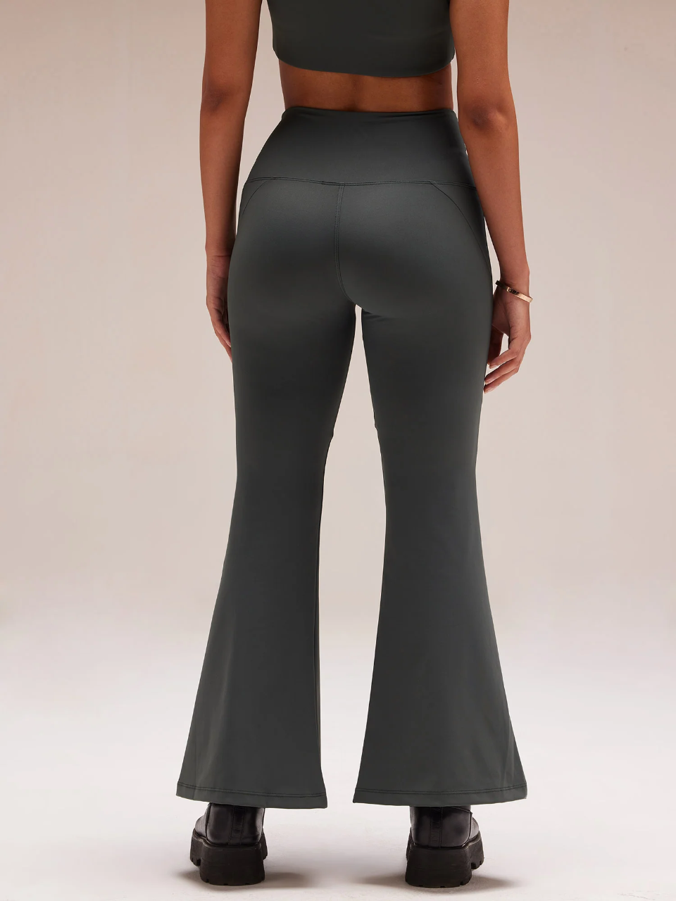 Dark Green High-Waisted Flare Leggings for Women – Sculpting Bootcut Yoga Pants