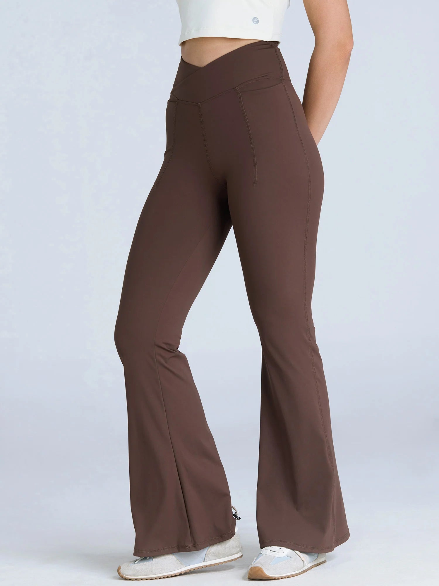 Women’s High Waist Flare Leggings – Brown Bootcut Stretch Athleisure Pants