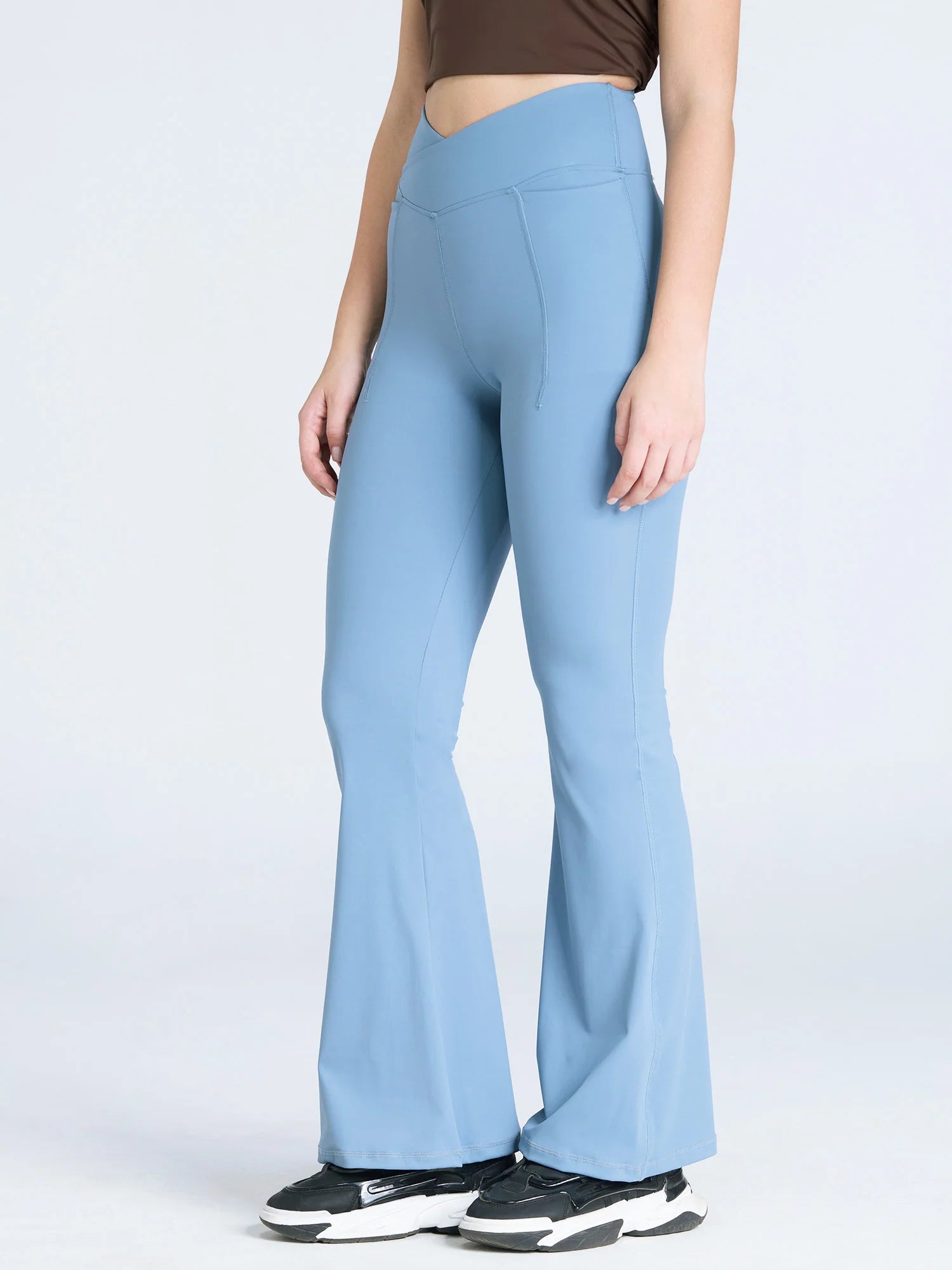 Women’s High Waist Flare Jeggings – Blue Bootcut Stretch Fit Pants