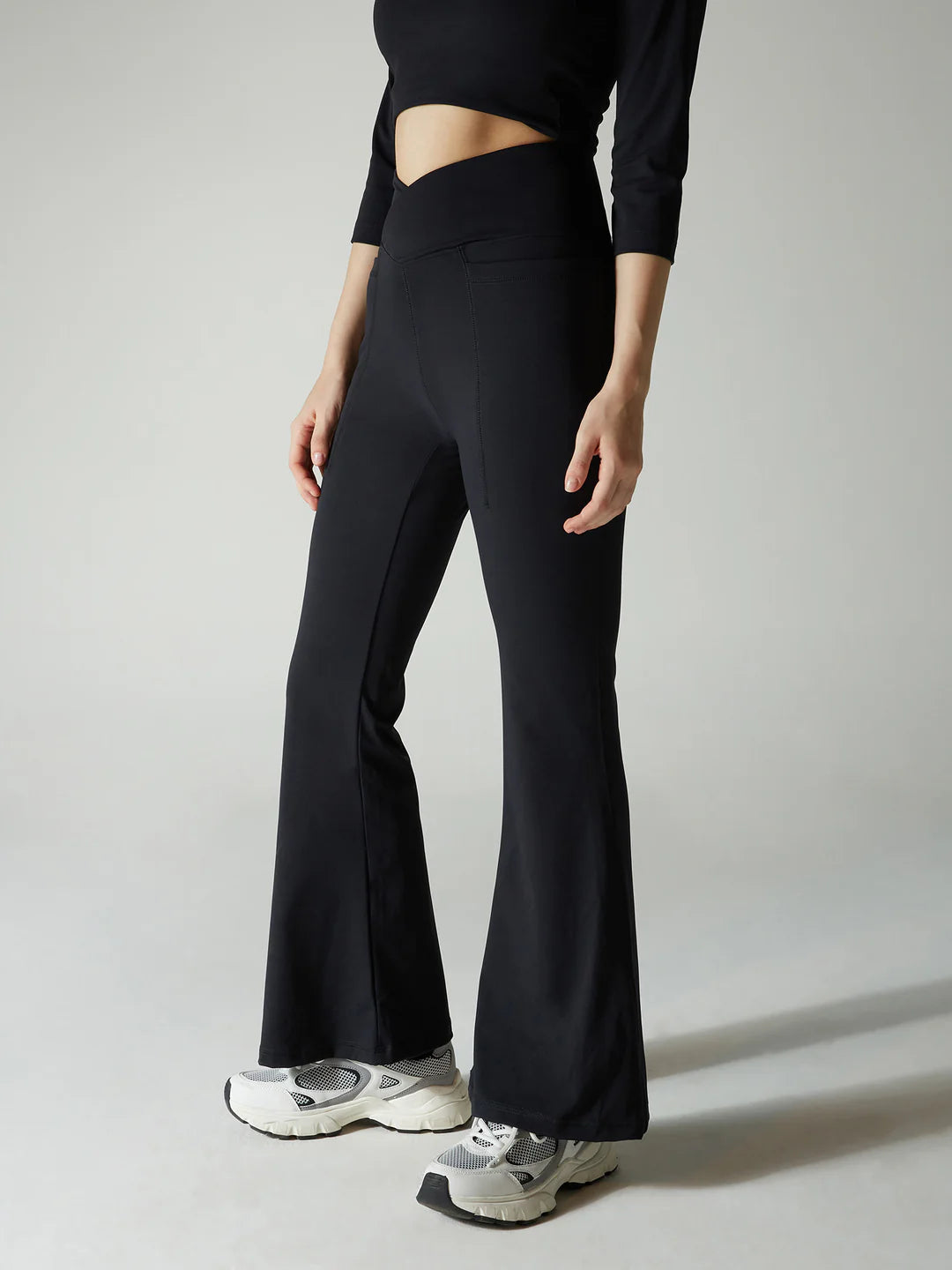 Petite High-Waisted Flare Leggings for Women – V-Waist Yoga Pants with Bootcut Fit