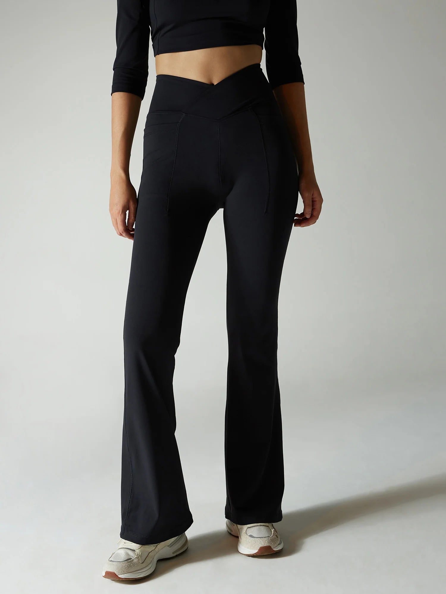 Women’s High Waist Flare Leggings – Black Bootcut Stretch Athleisure Pants