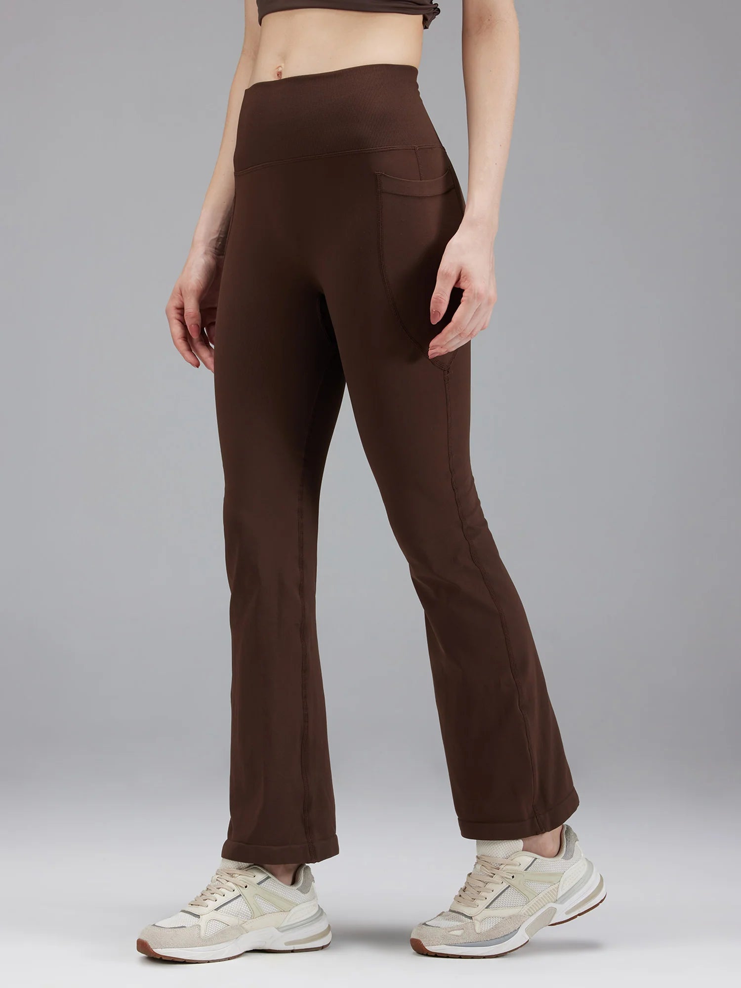 Classic Brown High-Waisted Flare Yoga Pants – Sculpting Bootcut Leggings (Petite & Tall)