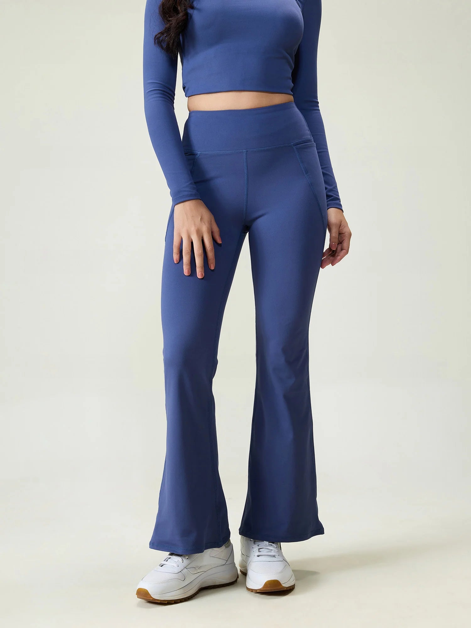 High-Waisted Flare Yoga Pants – Sculpting Bootcut Leggings (Petite & Tall) – Steel Blue