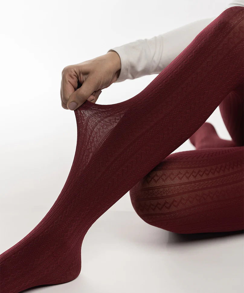Maroon Cableknit Stockings