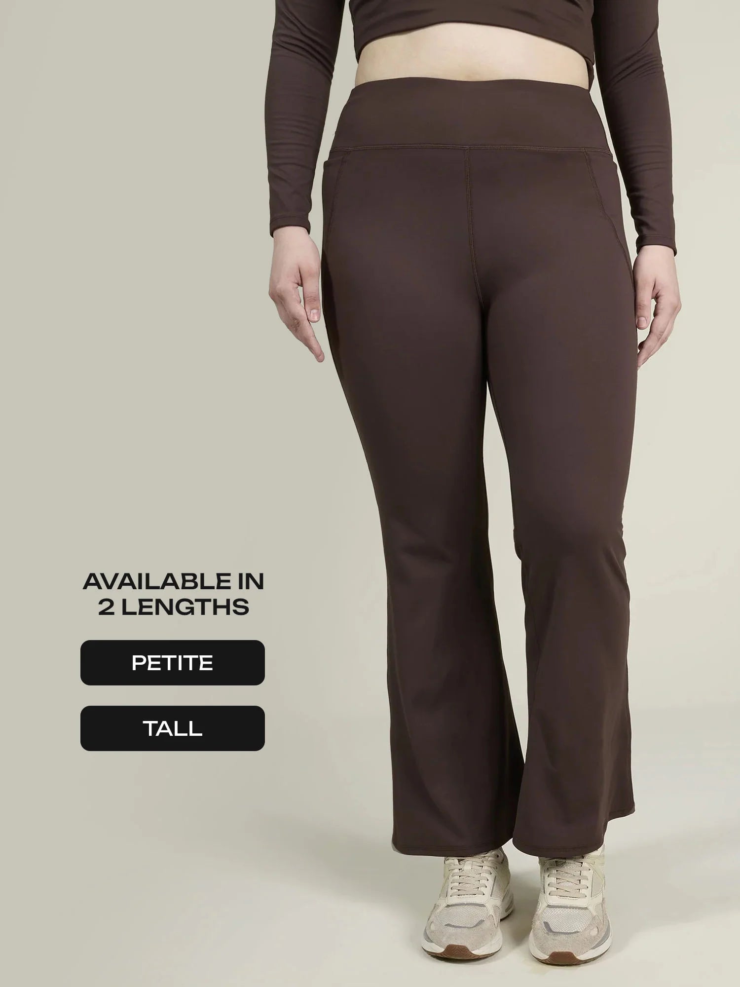 High-Waisted Flare Yoga Pants – Sculpting Bootcut Leggings (Petite & Tall) – Chocolate Brown