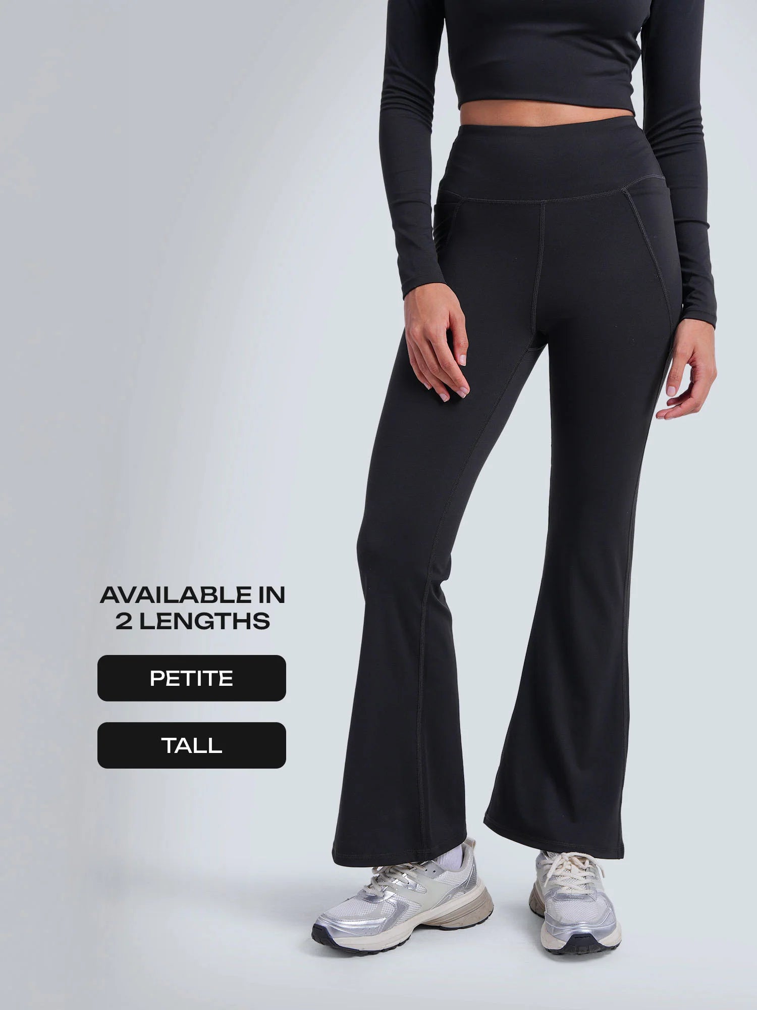 Classic Black High-Waisted Flare Yoga Pants – Sculpting Bootcut Leggings (Petite & Tall)