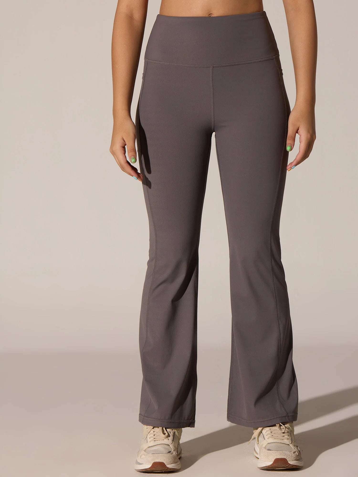 Classic High-Waisted Flare Leggings – Sculpt Fit Bootcut Yoga Pants (Petite & Tall) – Espresso Brown