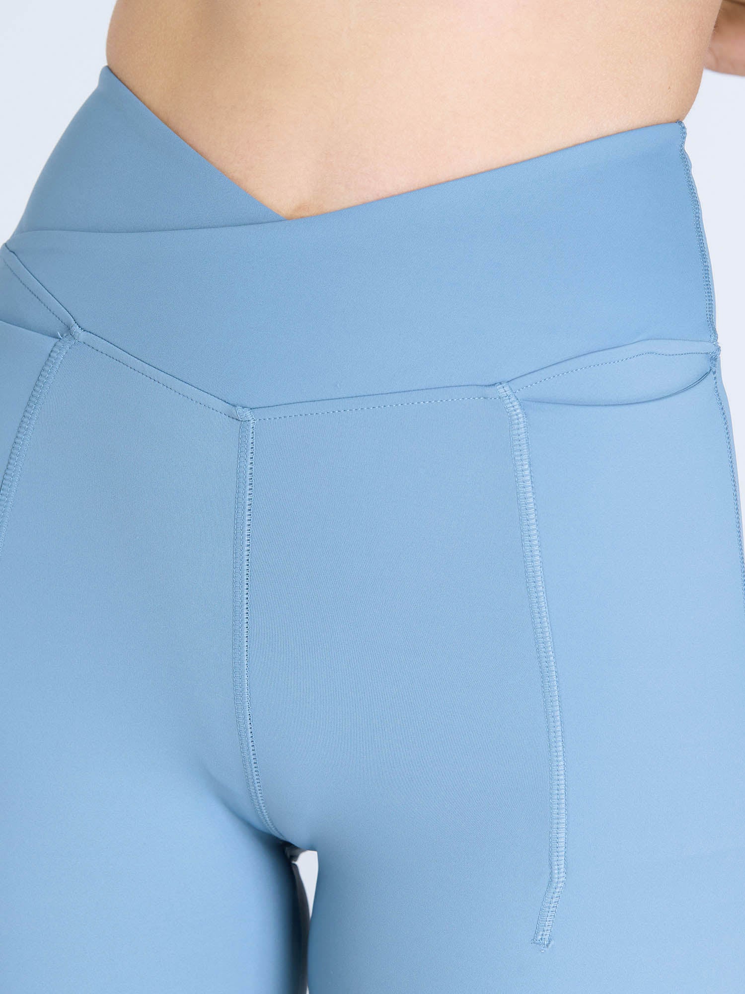 Women’s High Waist Flare Jeggings with Pocket – Blue Bootcut Stretch Pants