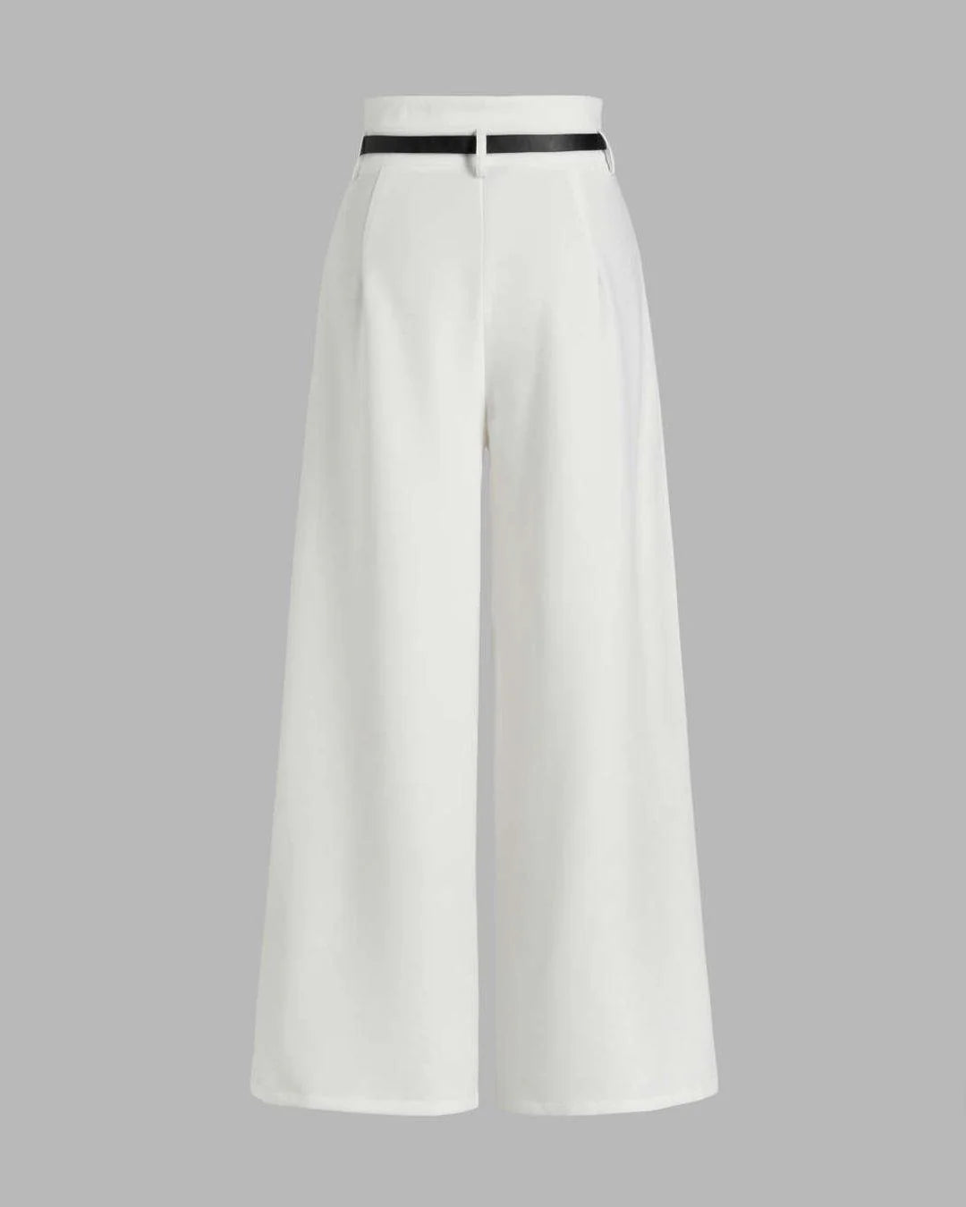 Women’s High Waist Pleated Wide Leg Trousers – Elegant White Formal & Office Wear Pants