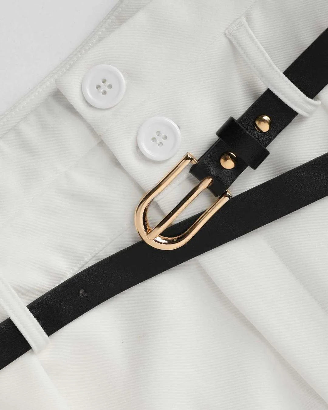 Women’s High Waist Pleated Wide Leg Trousers – Elegant White Formal & Office Wear Pants