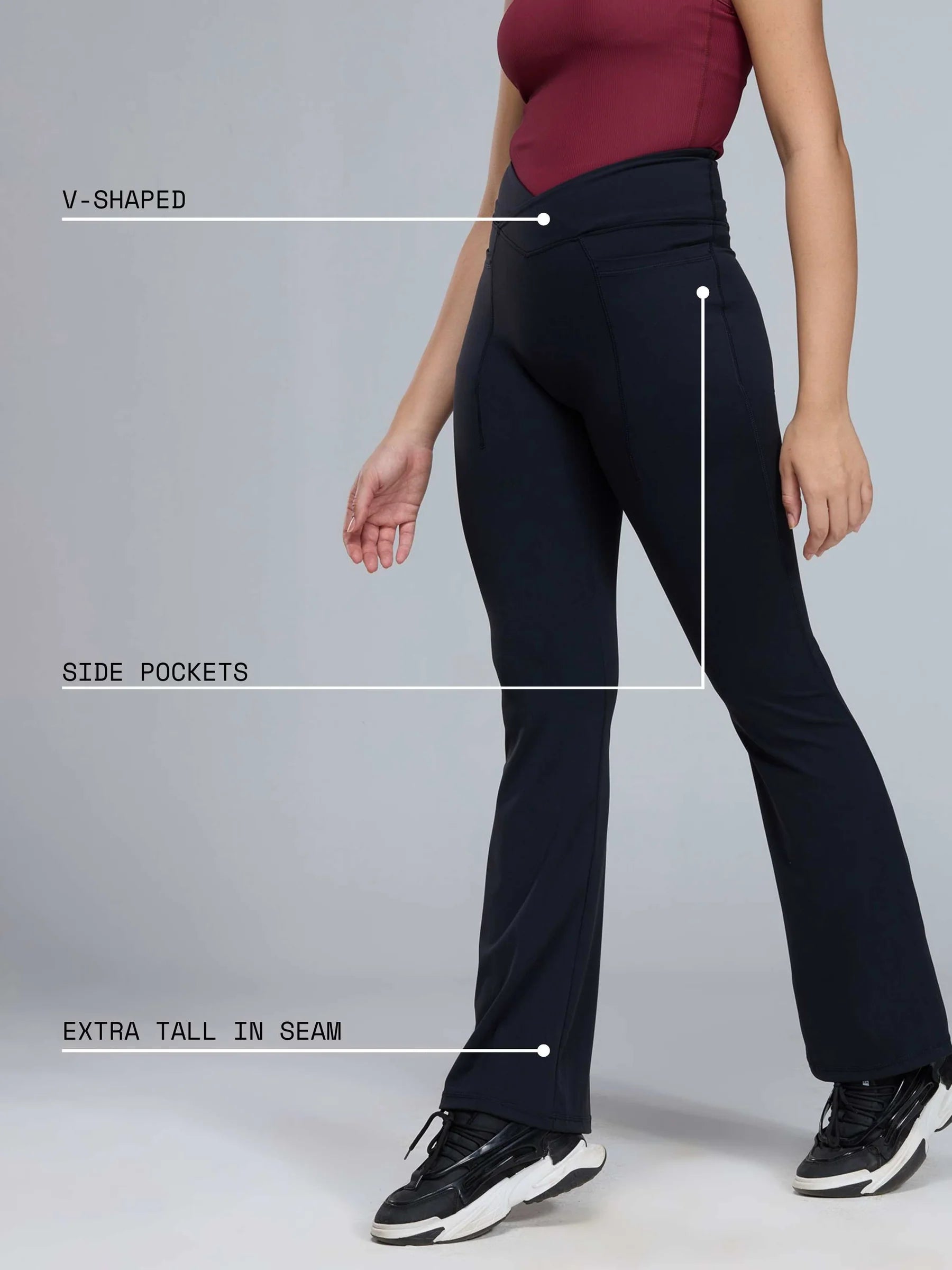 Women’s Black Crossover High-Waist Flared Yoga Pants – Stretch Workout Leggings