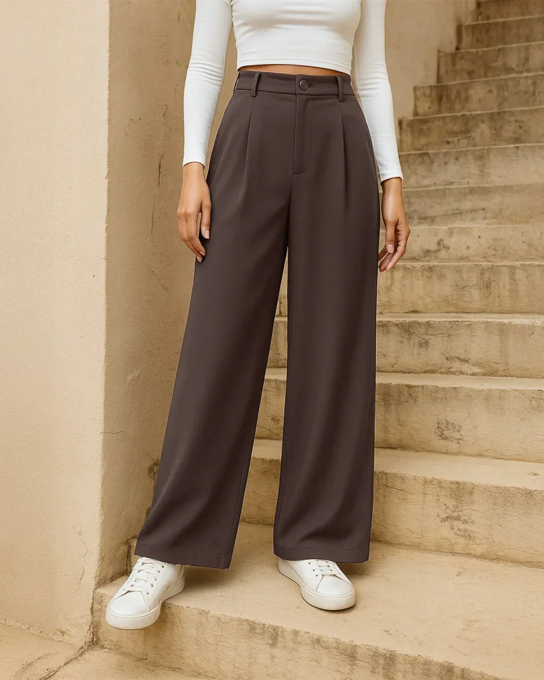 Women’s High Waist Pleated Wide Leg Trousers – Elegant Formal & Office Wear Pants