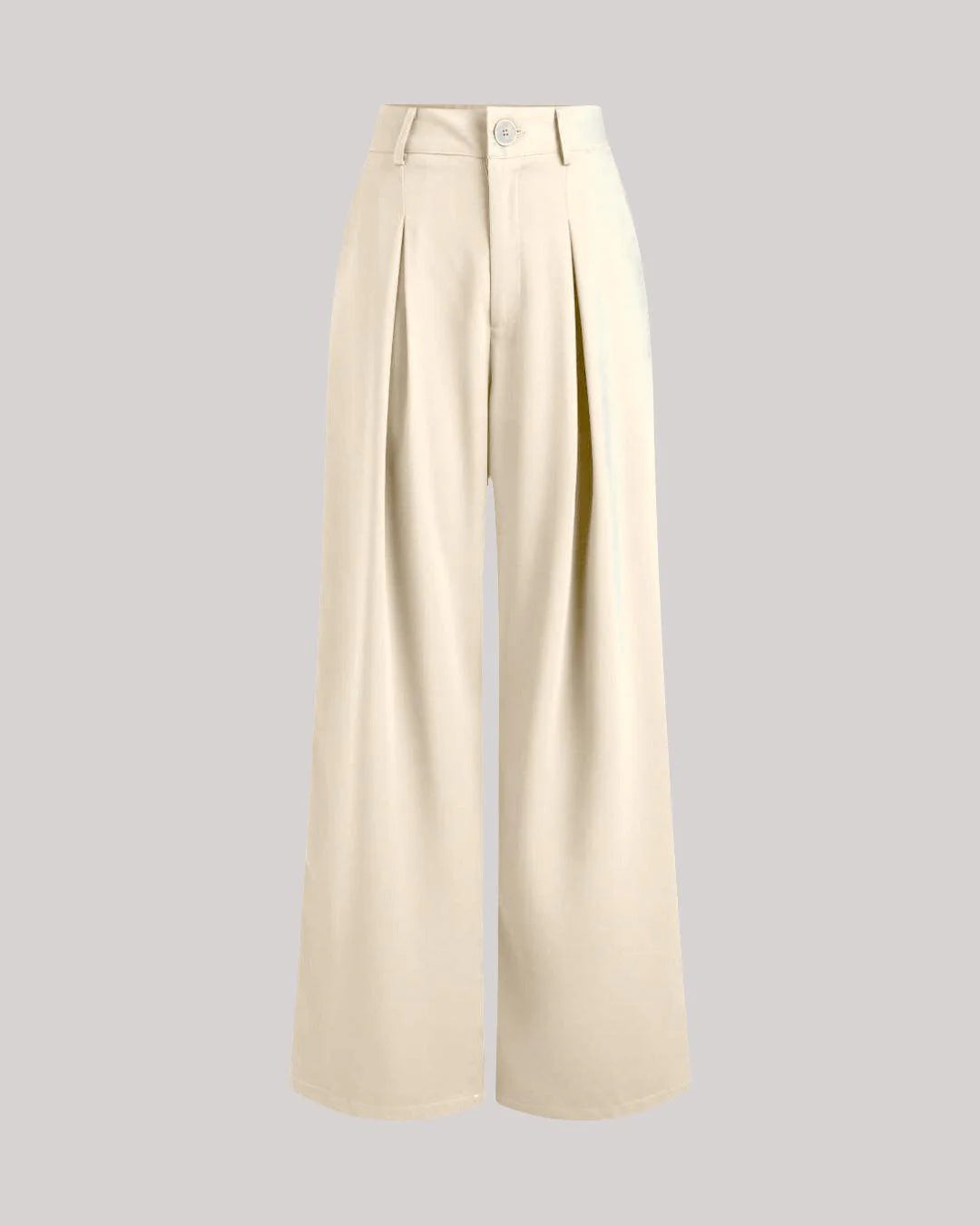 Women’s High Waist Pleated Wide Leg Trousers – Off White Korean Style Formal Pants