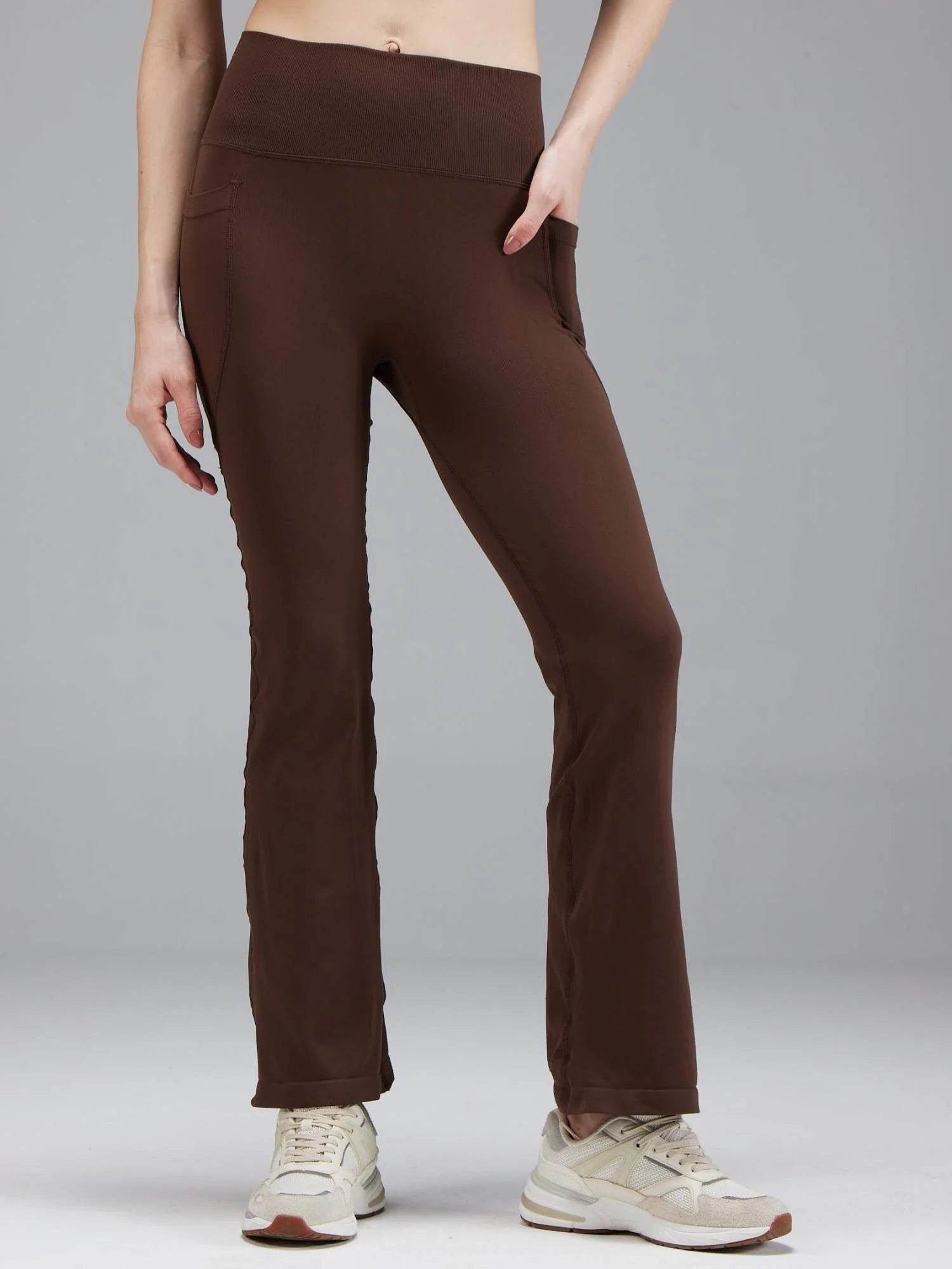 Classic Brown High-Waisted Flare Yoga Pants – Sculpting Bootcut Leggings (Petite & Tall)